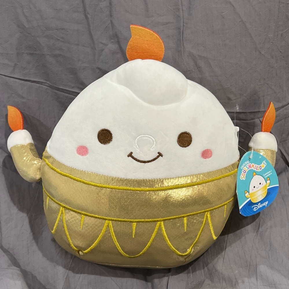 Disney Squishmallows Lumiere Plush in Gold and Orange 10” NWT